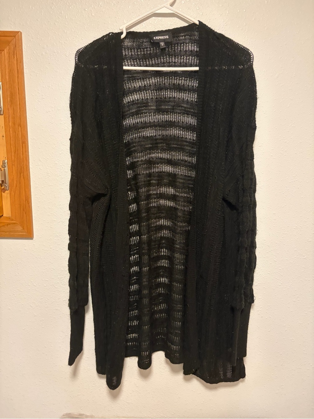 Express Black Open-Front Knit Cardigan